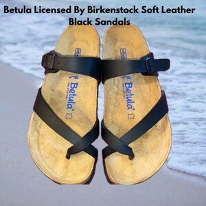 Betula Licensed By Birkenstock Soft Leather Black Sandals
